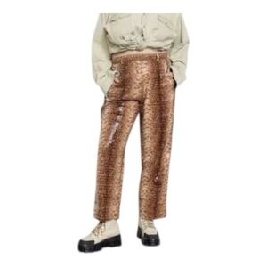 Vintage 90s Faux Leather Alligator High Waist Pants Size 14 Curvy Fit Retro EXC